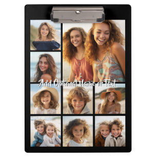 Black 9 Photo Square Collage - with script white Clipboard