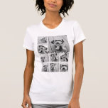 Black 9 Photo Square Collage - with script white T-Shirt<br><div class="desc">You can use square or selfie photos for this design. Use eight square photos to create a unique and personal gift. Or you can keep the hipster puppy and make a trendy keepsake. If you need to adjust the pictures,  click on the customise tool to make changes.</div>