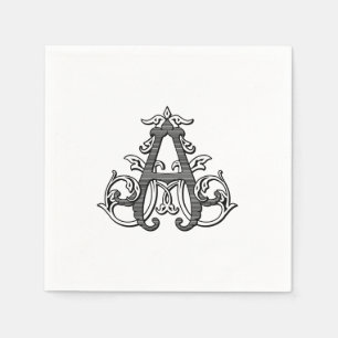 Black "A" Monogram Cocktail Napkins