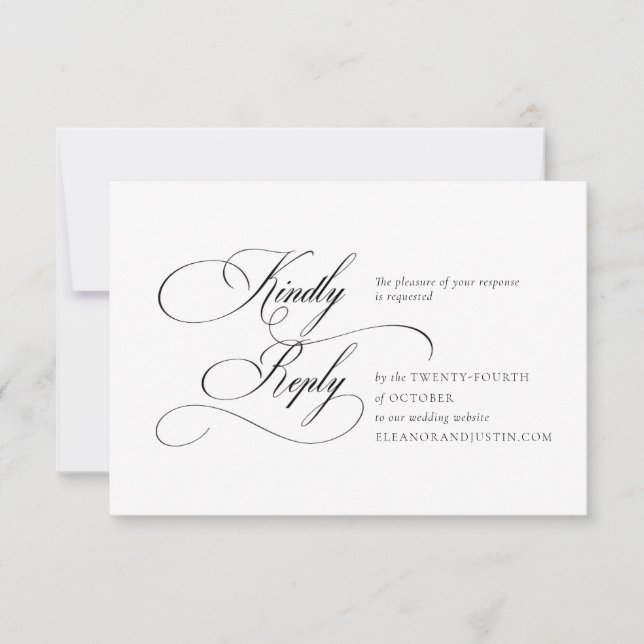 Black "A" Monogram Wedding RSVP Card (Front)