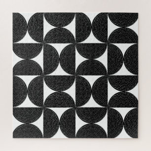 Black abstract 60s style seamless pattern. jigsaw puzzle