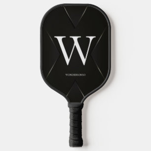Black Abstract Custom Text Name Pickleball Paddle