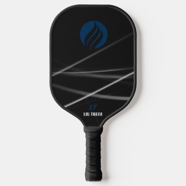Black Abstract Custom Text Name Pickleball Paddle (Front)