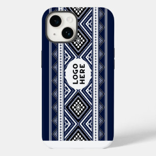 Black Abstract Ethnic Geometric Patterns with Logo iPhone 14 Case