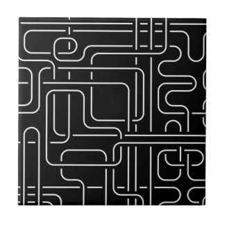 Black Abstract Lines Tile