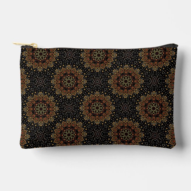 Black Abstract Mandala Design Make-Up Bag (Front)