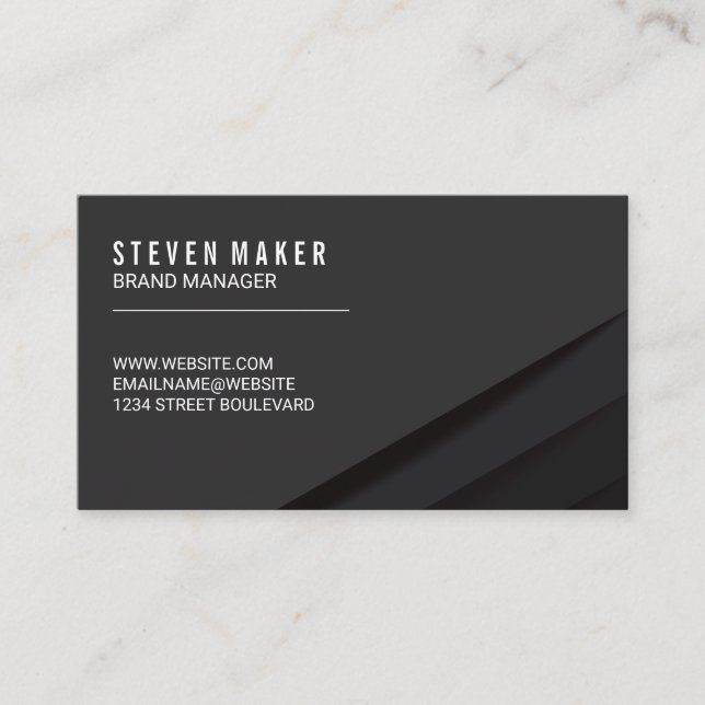 Black Abstract Panels Business Card (Front)
