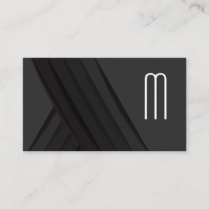 Black Abstract Panels Monogram Business Card