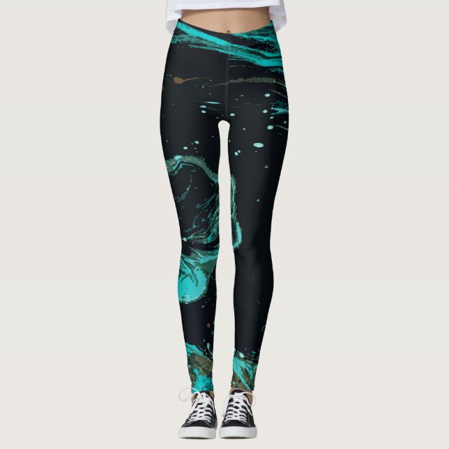 Black Abstract Pattern Leggings (Front)