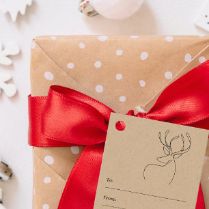 Black abstract reindeer modern craft Christmas Favour Tags