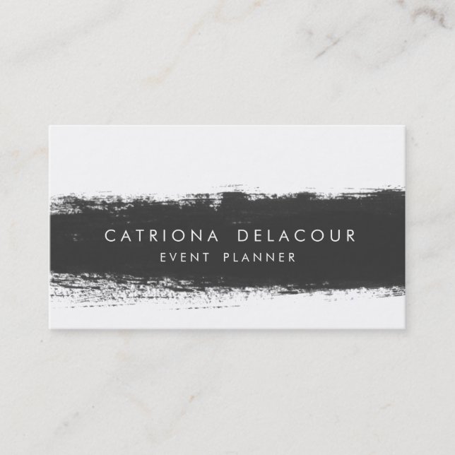 Black Abstract Watercolor Splash Business Card (Front)