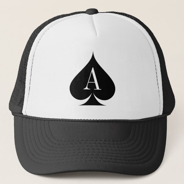 Black ace of spades poker player trucker hat (Front)
