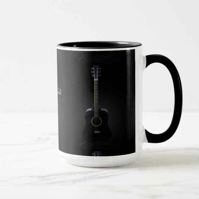 Black Acoustic Guitar Customisable Mug (Right)