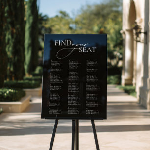 Black Acrylic Alphabetical Wedding Seating Chart