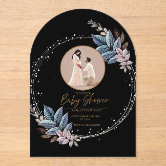 Black Acrylic baby shower invitation 