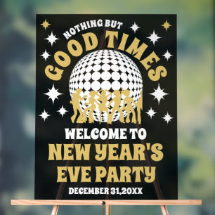 Black Acrylic New Year's Eve Party Welcome Sign