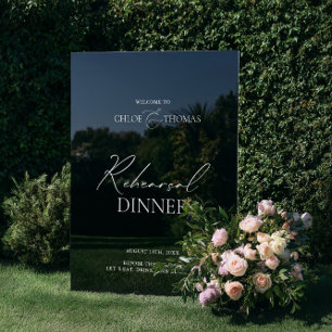 Black Acrylic Rehearsal Dinner Welcome Sign