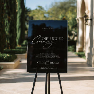 Black Acrylic Wedding Unplugged Ceremony Sign