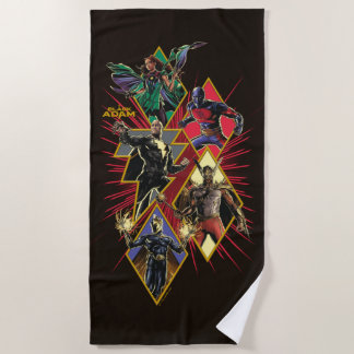 Black Adam Character Diamond Burst Graphic Beach Towel