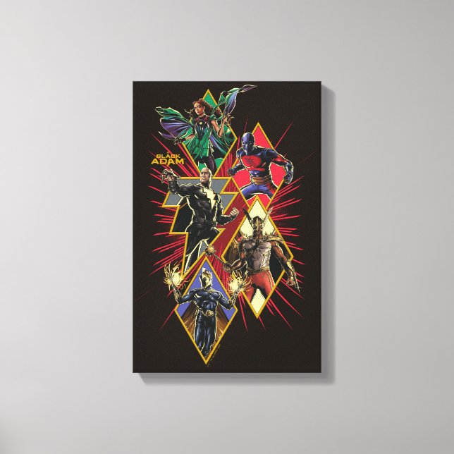Black Adam Character Diamond Burst Graphic Canvas Print (Front)