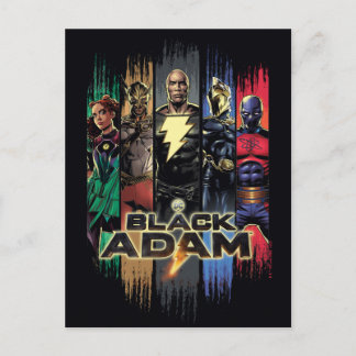Black Adam Characters In Stripes Graphic Postcard