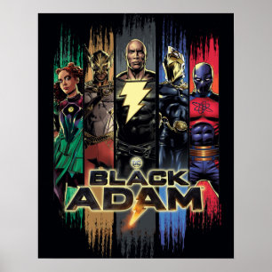 Black Adam Characters In Stripes Graphic Poster
