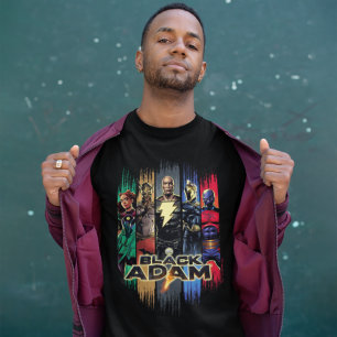 Black Adam Characters In Stripes Graphic T-Shirt