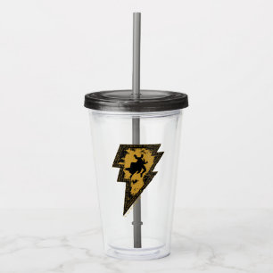 Black Adam Distressed Lightning Bolt Graphic Acrylic Tumbler
