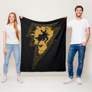 Black Adam Distressed Lightning Bolt Graphic Fleece Blanket