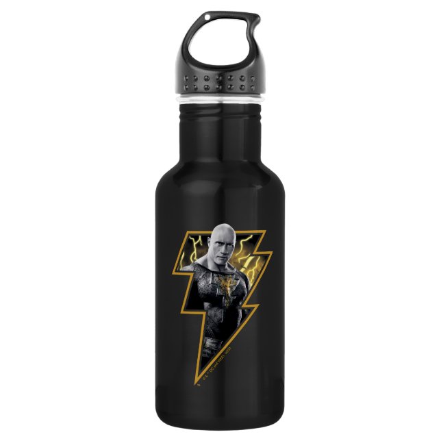 Black Adam Gray and Gold Lightning Graphic 532 Ml Water Bottle (Front)