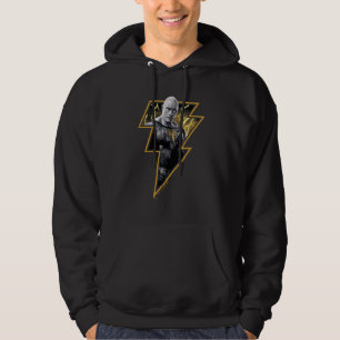 Black Adam Gray and Gold Lightning Graphic Hoodie