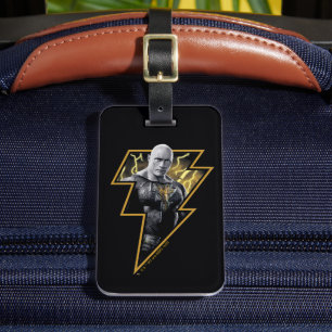 Black Adam Gray and Gold Lightning Graphic Luggage Tag