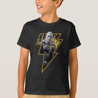Black Adam Gray and Gold Lightning Graphic T-Shirt