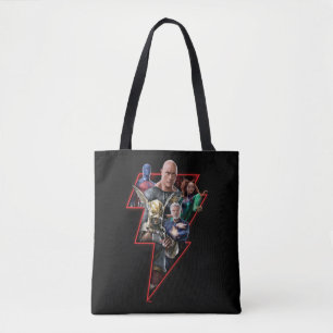 Black Adam Group Lightning Graphic Tote Bag