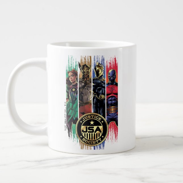 Black Adam Justice Society Heroes In Stripes Large Coffee Mug (Left)