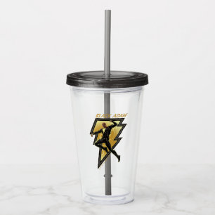 Black Adam Lightning Bolt Character Illustration Acrylic Tumbler
