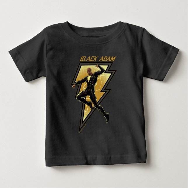 Black Adam Lightning Bolt Character Illustration Baby T-Shirt (Front)
