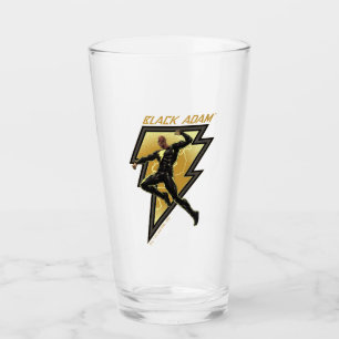 Black Adam Lightning Bolt Character Illustration Glass