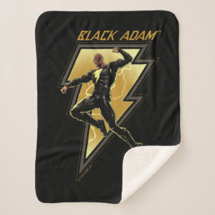 Black Adam Lightning Bolt Character Illustration Sherpa Blanket