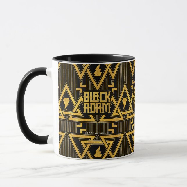 Black Adam Lightning Bolt Triangular Pattern Mug (Left)