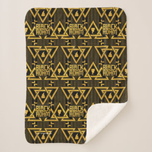 Black Adam Lightning Bolt Triangular Pattern Sherpa Blanket