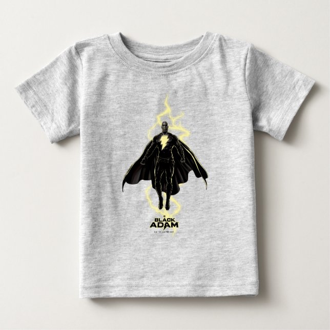 Black Adam Lightning Silhouette Graphic Baby T-Shirt (Front)