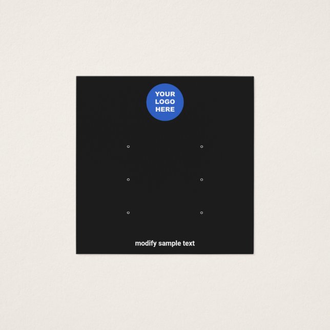 Black Add Logo 3 Stud Earring Display Card (Front)