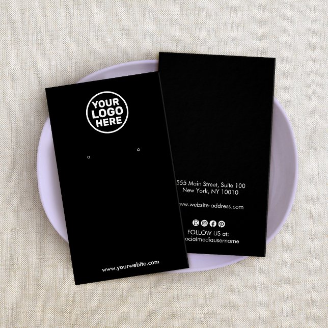 Black  Add Logo Social Media Earring Display Card (Creator Uploaded)