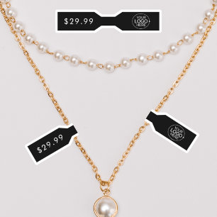 Black Add Your Logo Jewelry Tag Barbell Label