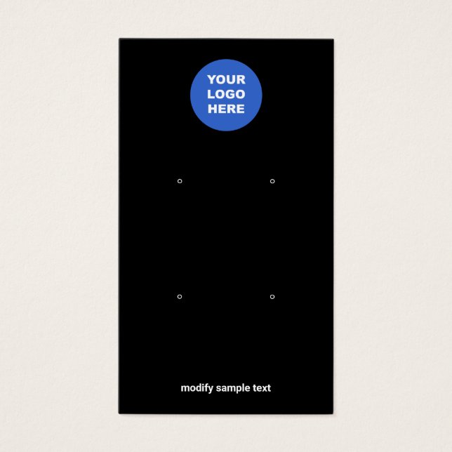Black Add Your Logo Two Earring Display Card (Front)