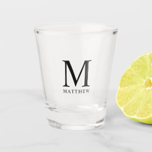 Black Add your Name & Initial Monogram Shot Glass