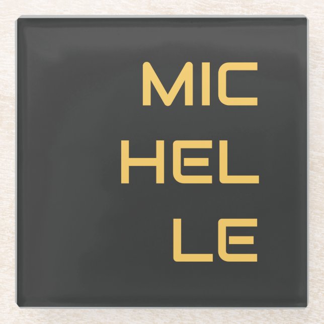 Black Add Your Name Modern Plain Glass Coaster (Front)