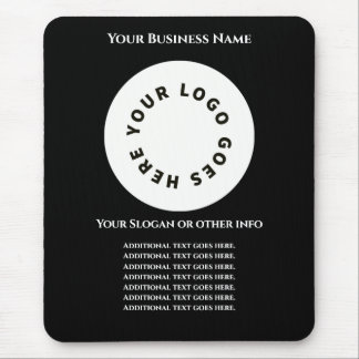 Black add your own text and logo mouse pad