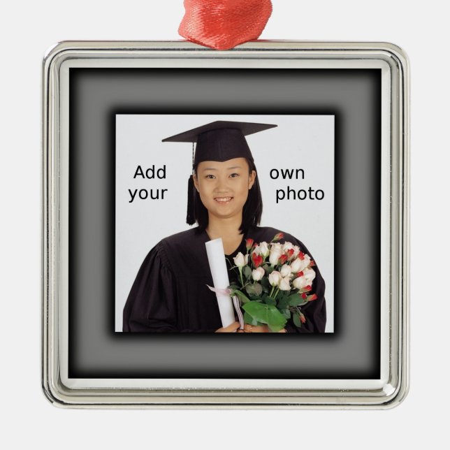 Black Add your Photo Metal Tree Decoration (Front)